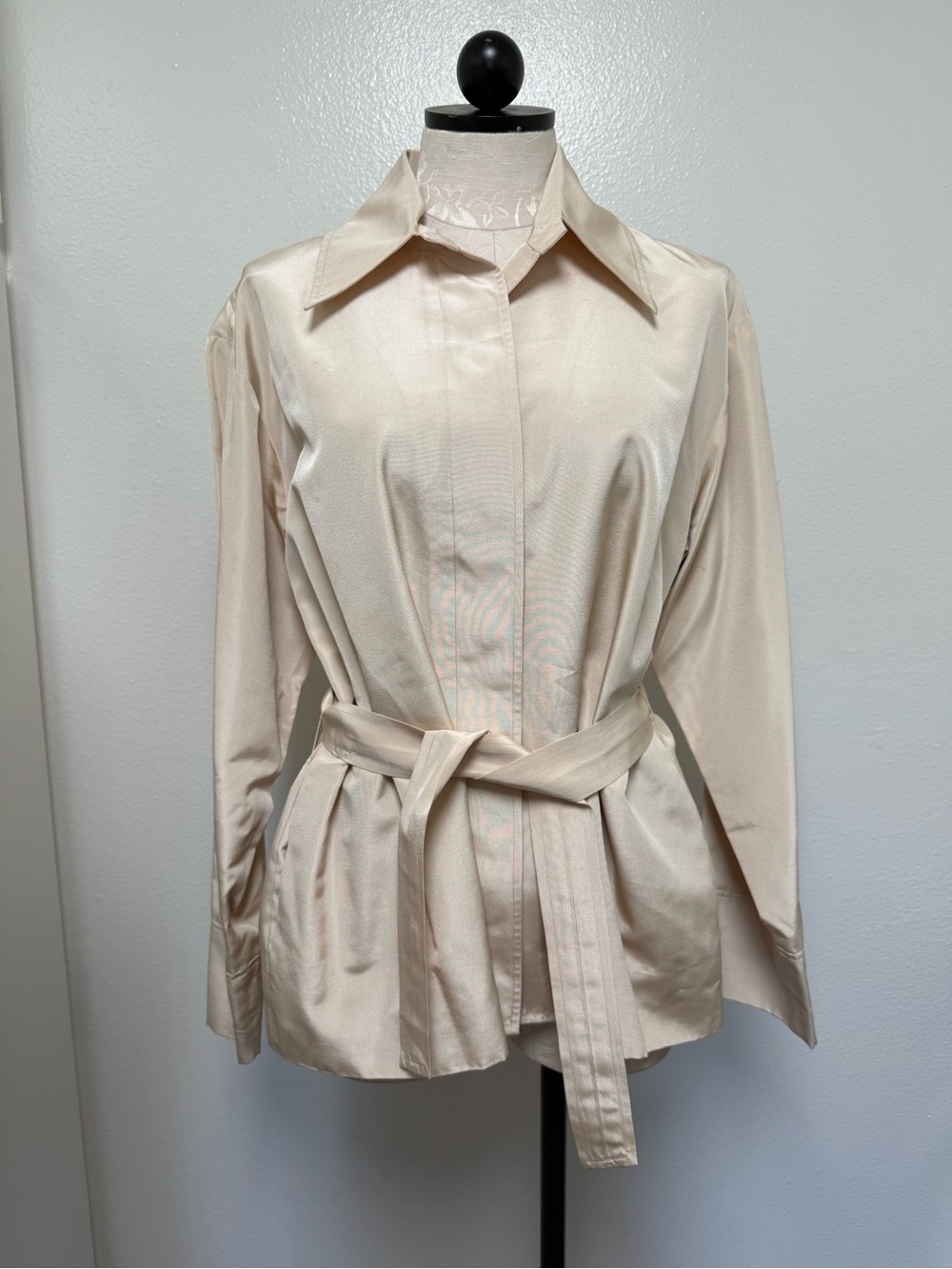 Vintage Ralph Lauren Silk Belted Long Sleeved Shirt Jacket Women’s Large